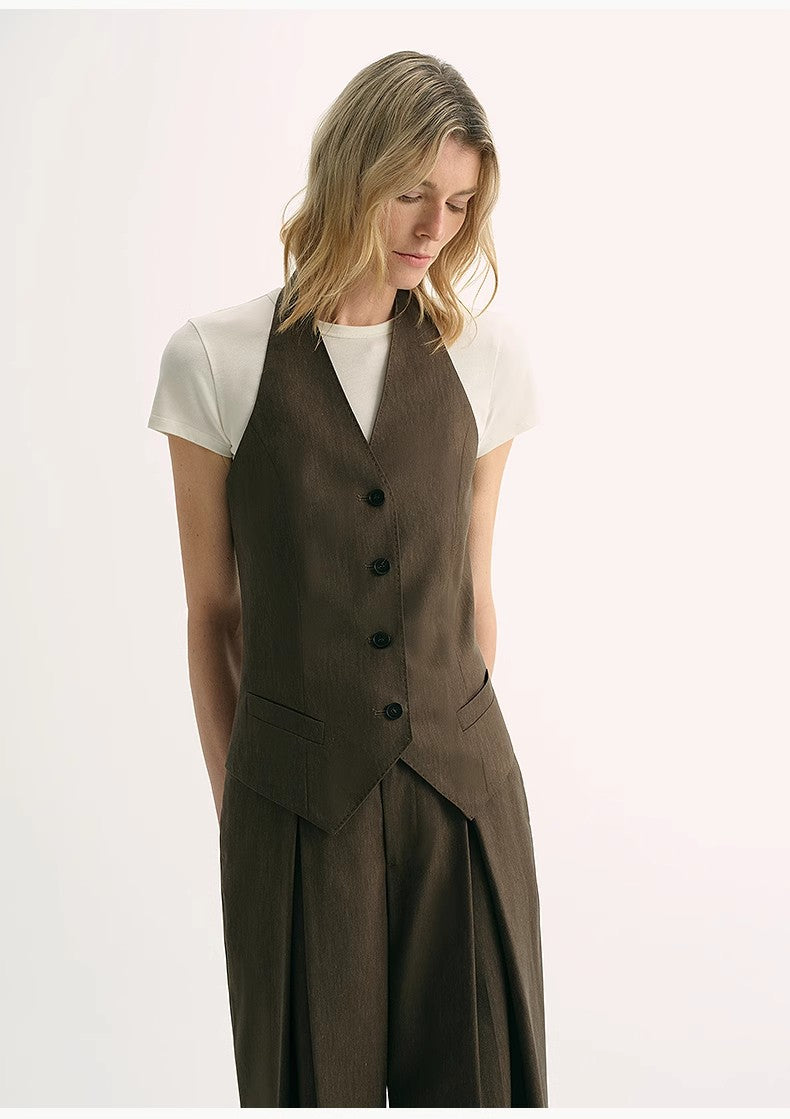 Rio Silk-Linen Halter Vest