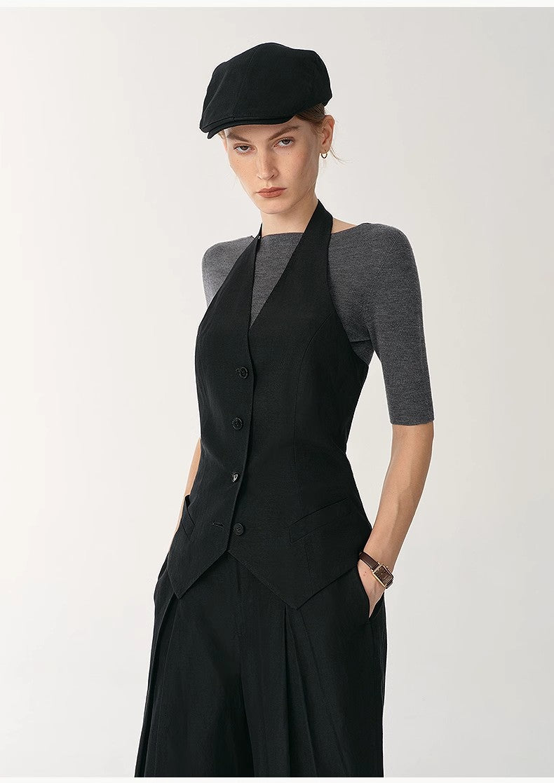 Rio Silk-Linen Halter Vest