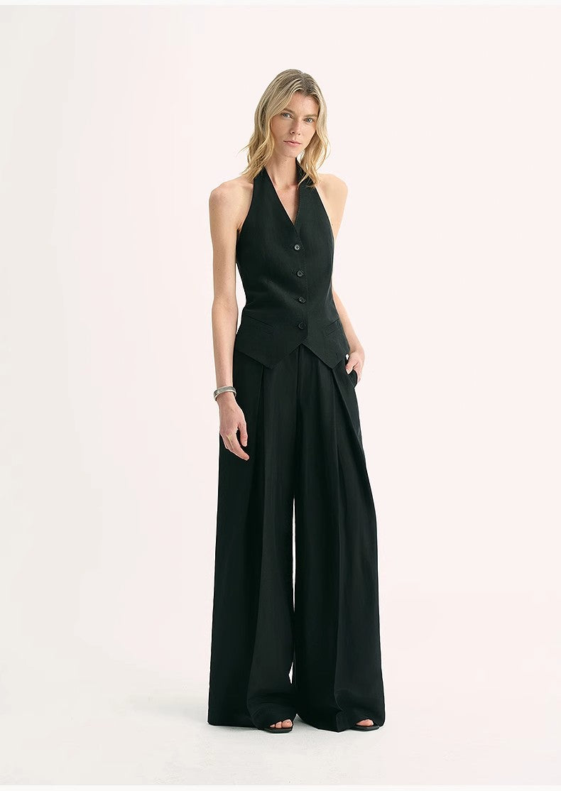 Rio Silk-Linen Halter Vest