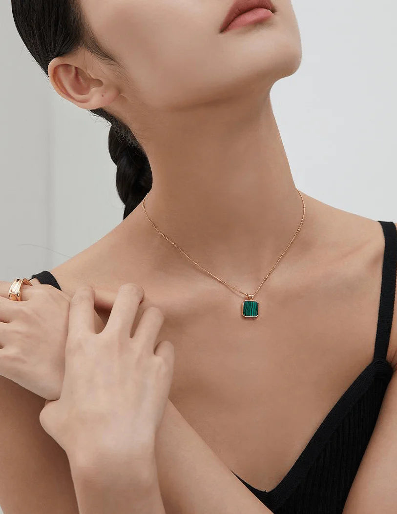 Onyx Malachite Pendant Necklace