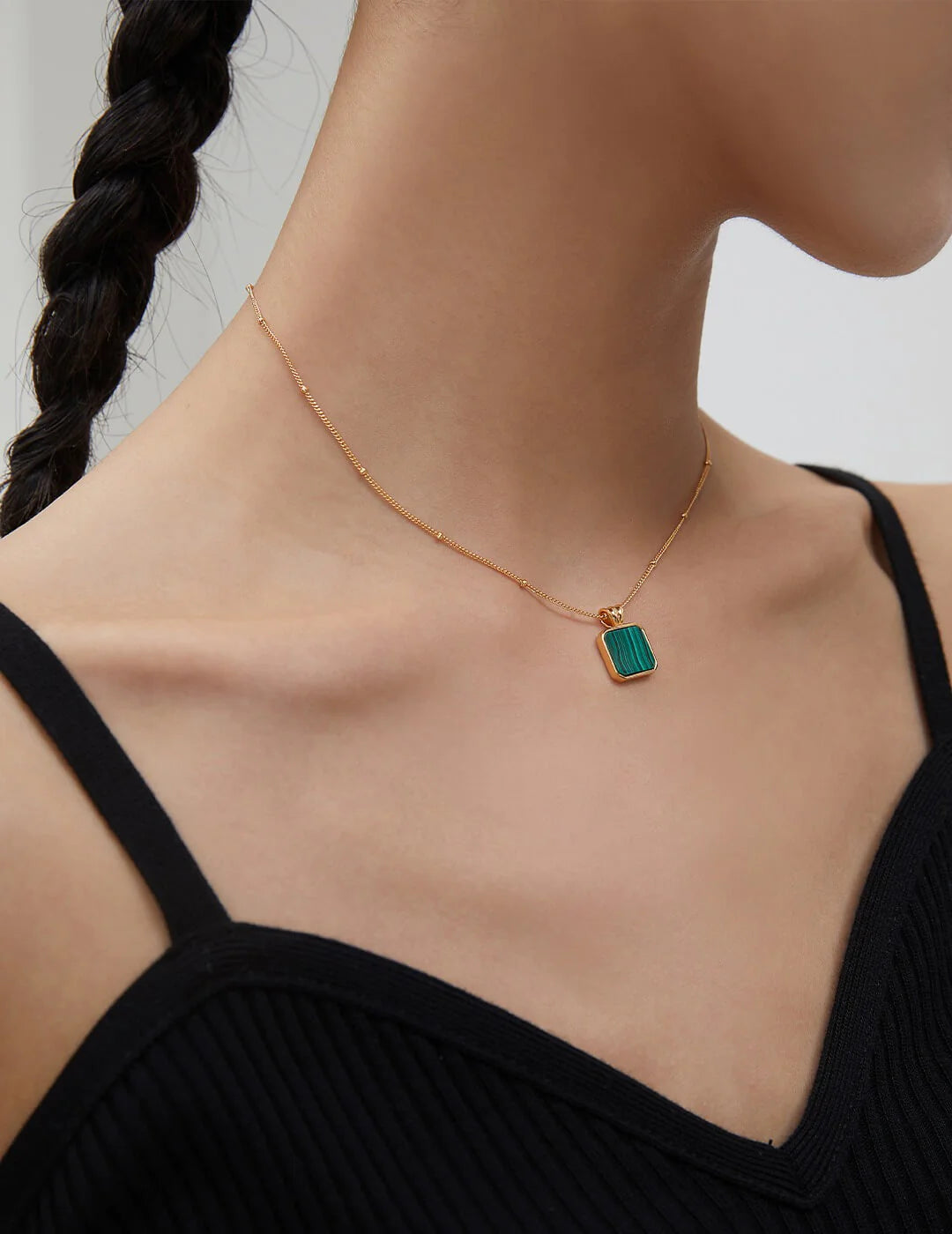 Onyx Malachite Pendant Necklace