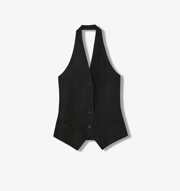 Rio Silk-Linen Halter Vest