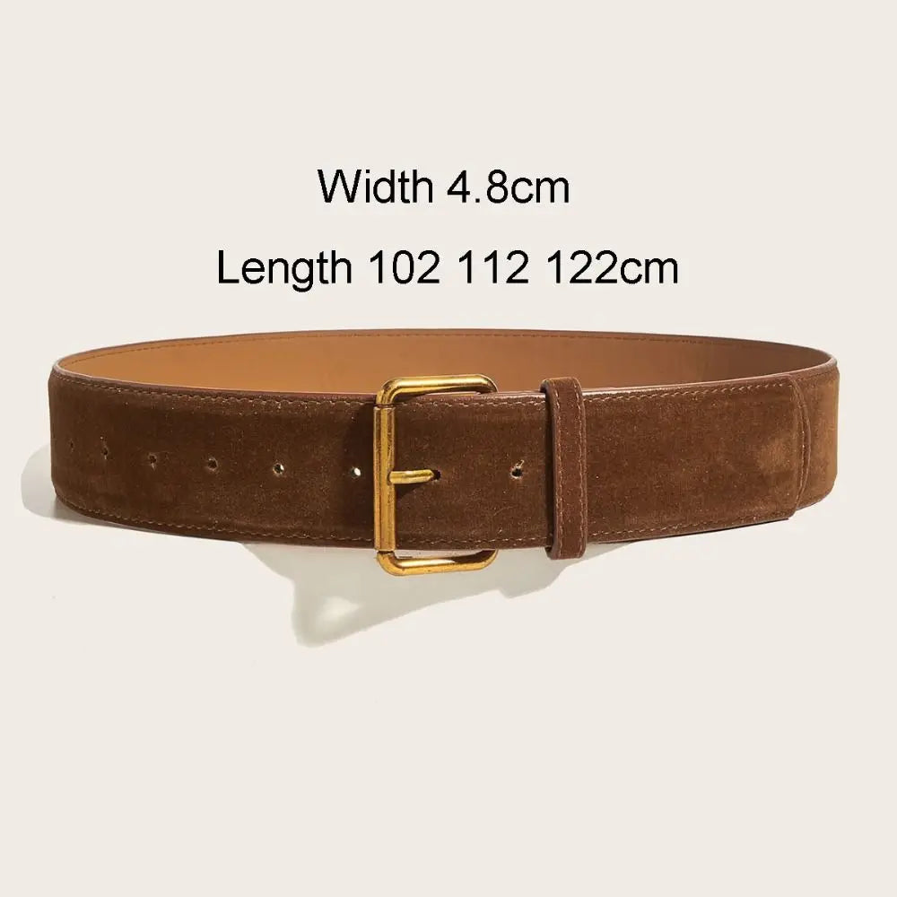 Suede Leather Wide Belt