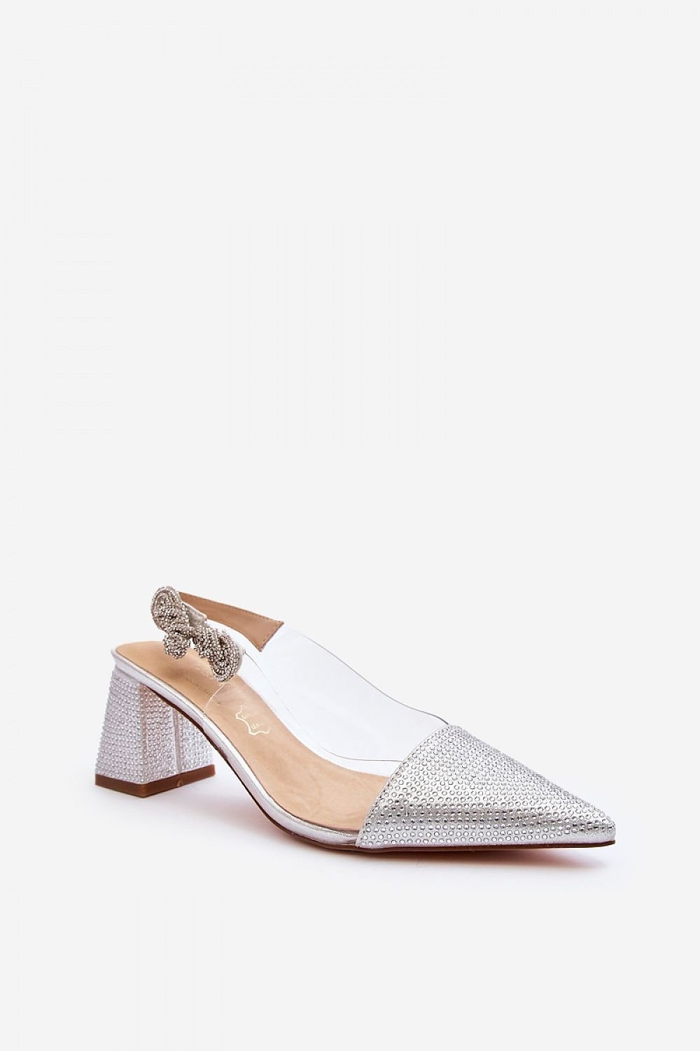 Celina Crystal-Embellished Silver Kitten Heels