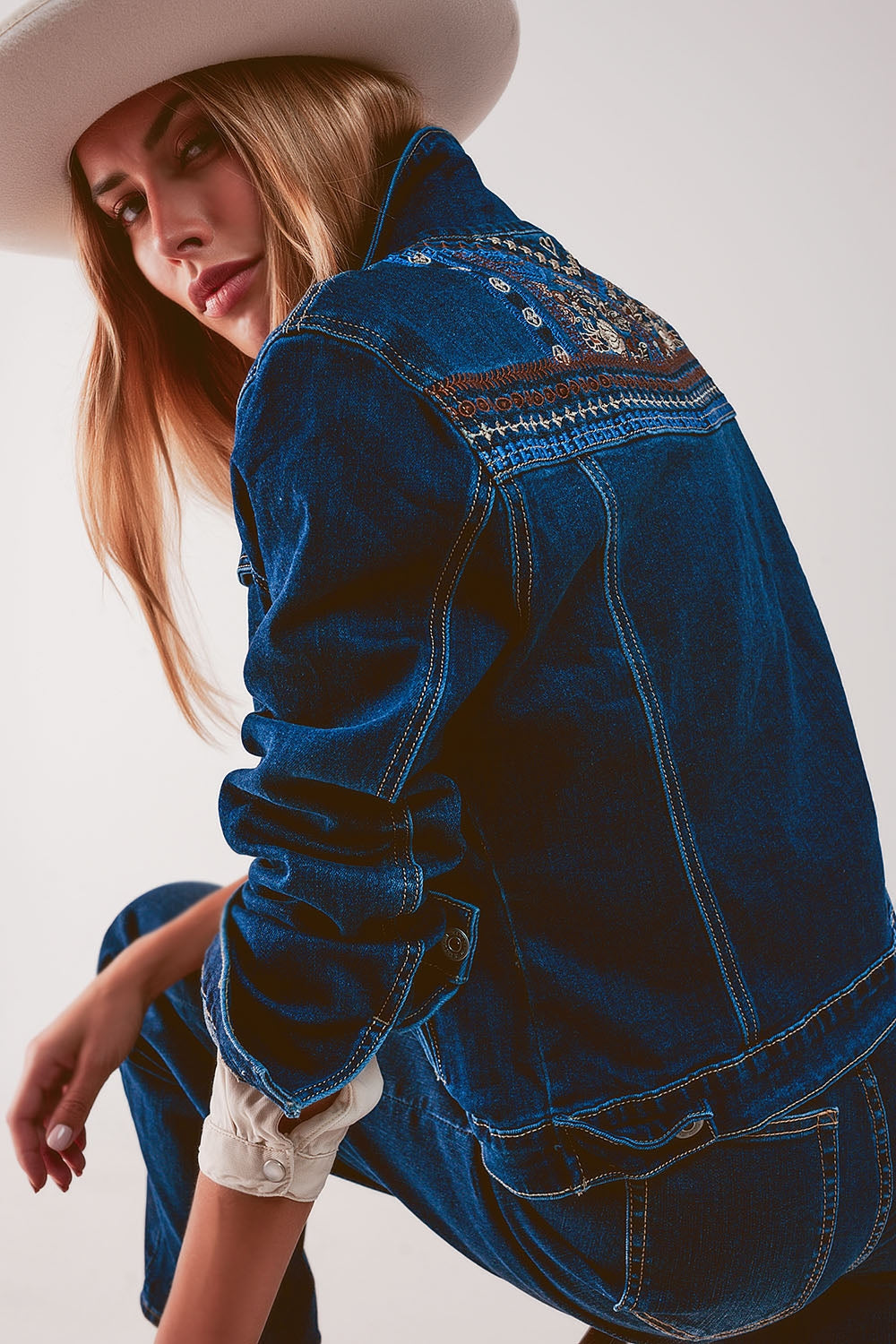 Embroided Back Denim Jacket