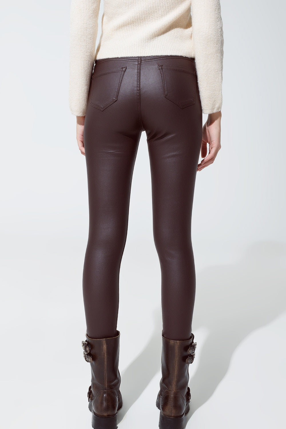 Laylah Brown Faux Leather Skinny Jean