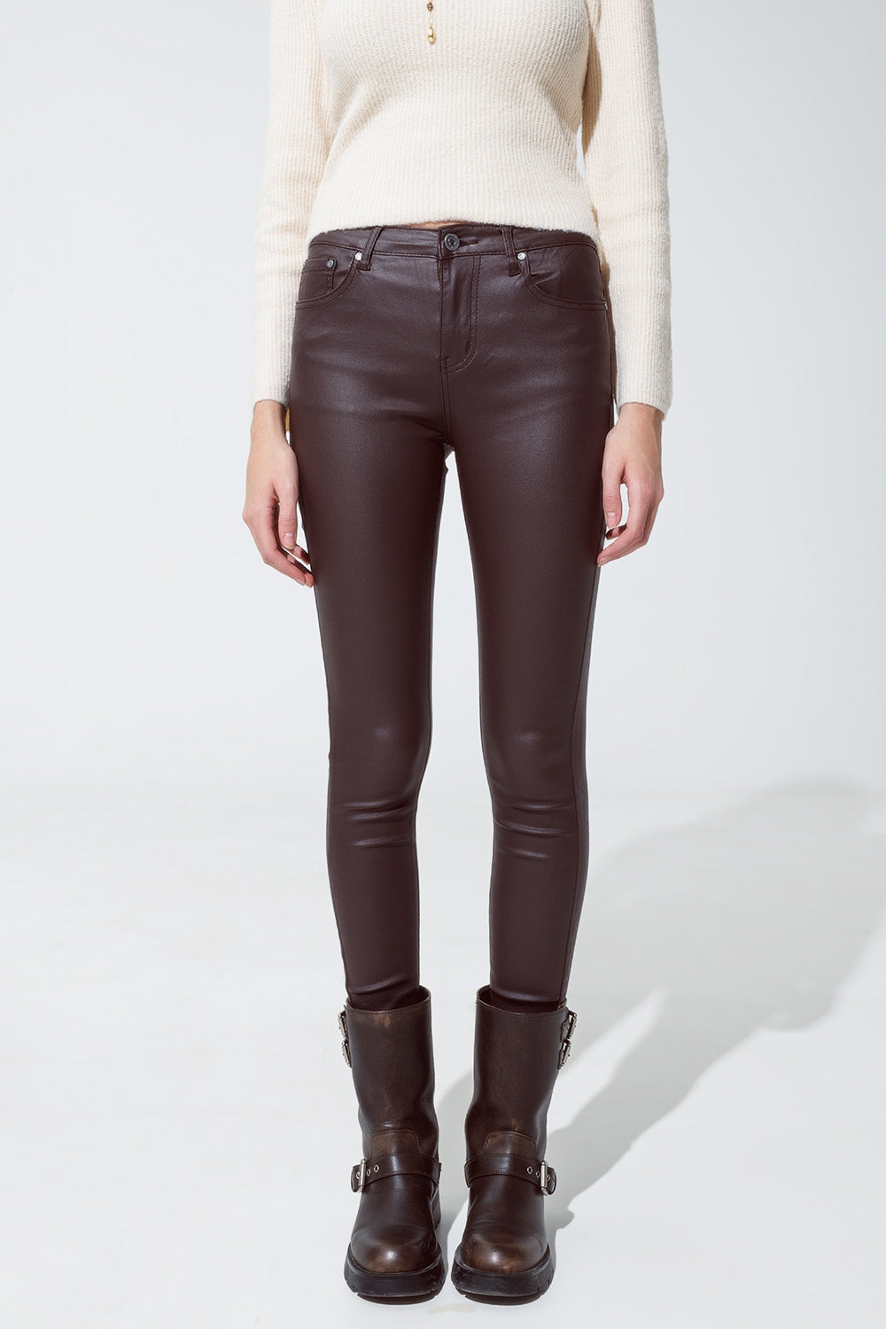 Laylah Brown Faux Leather Skinny Jean