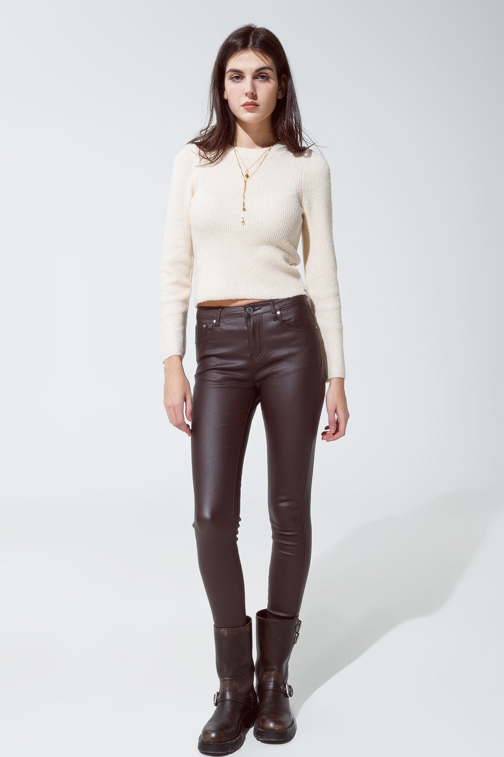 Laylah Brown Faux Leather Skinny Jean