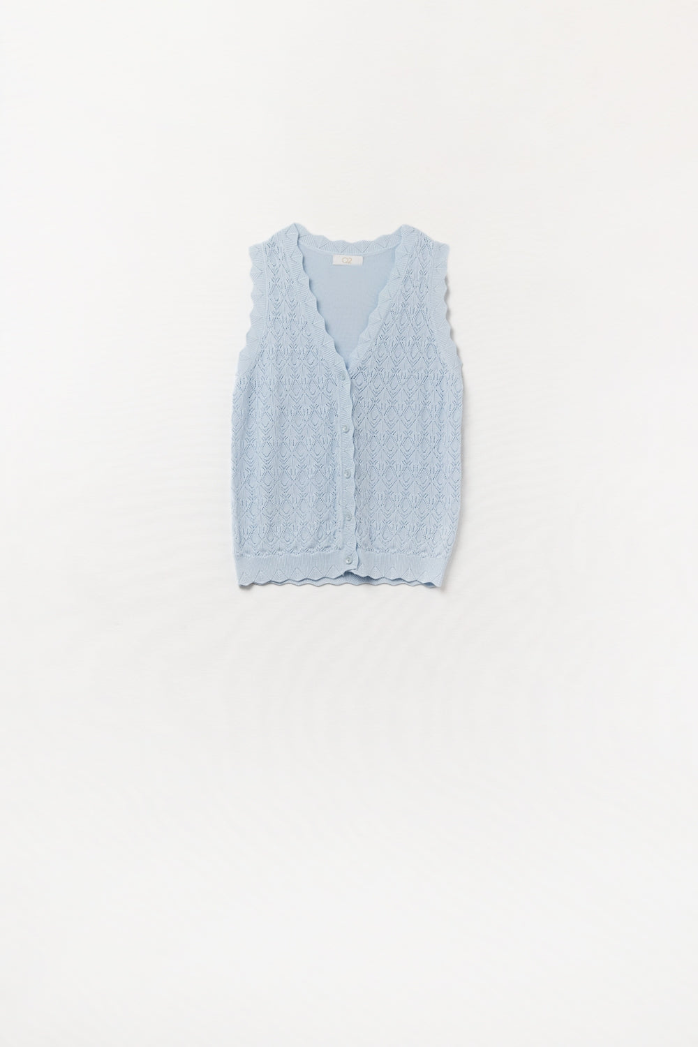 Pointelle Knit Vest – Baby Blue