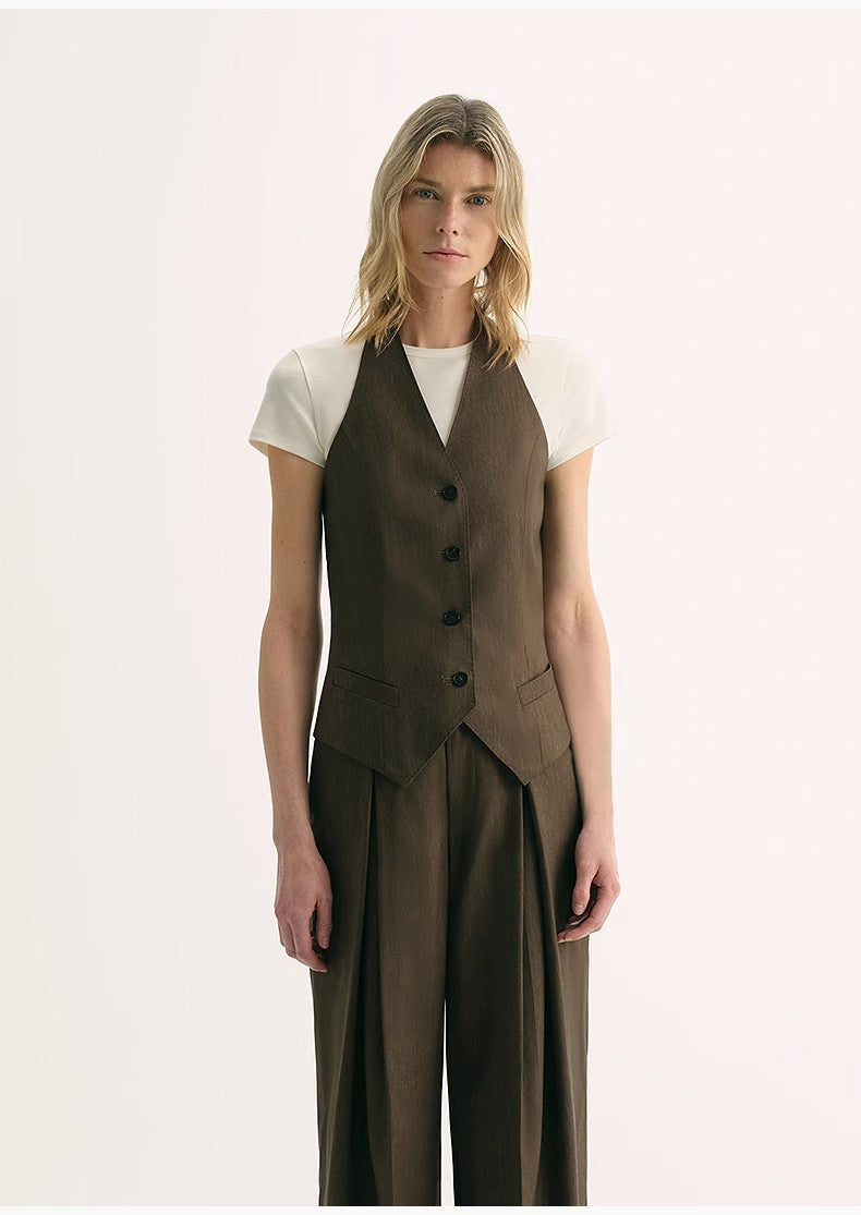 Rio Silk-Linen Halter Vest