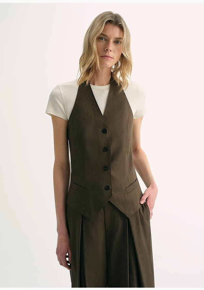 Rio Silk-Linen Halter Vest