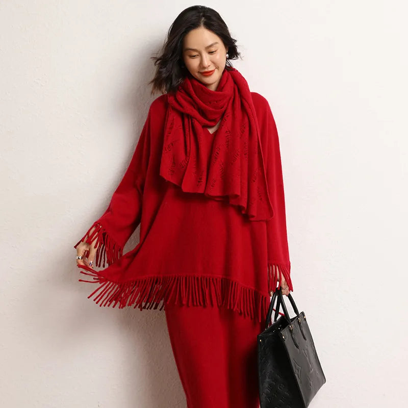 Mesa Fringe Cashmere Poncho