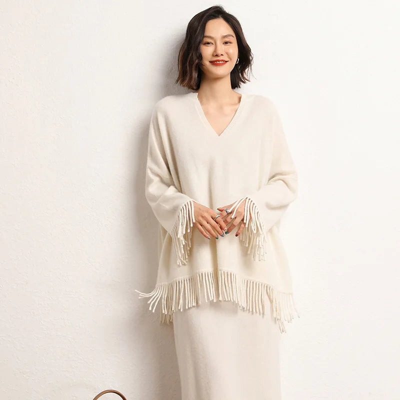 Mesa Fringe Cashmere Poncho