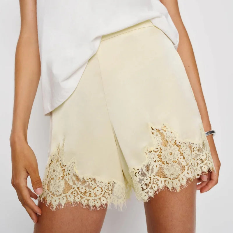 Satin Lace Trim Boxer Shorts