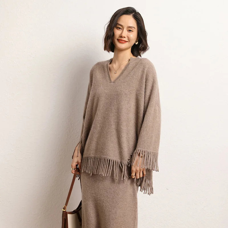 Mesa Fringe Cashmere Poncho