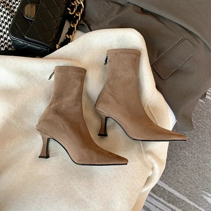 The Selene Boot | Brown Suede Pointed Toe Ankle Boots