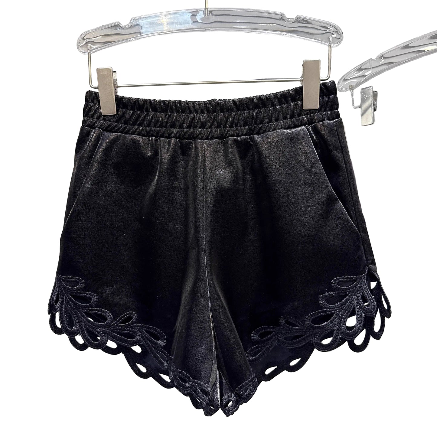 Laredo Lace-Trim Short |Lace High Waist Leather Shorts