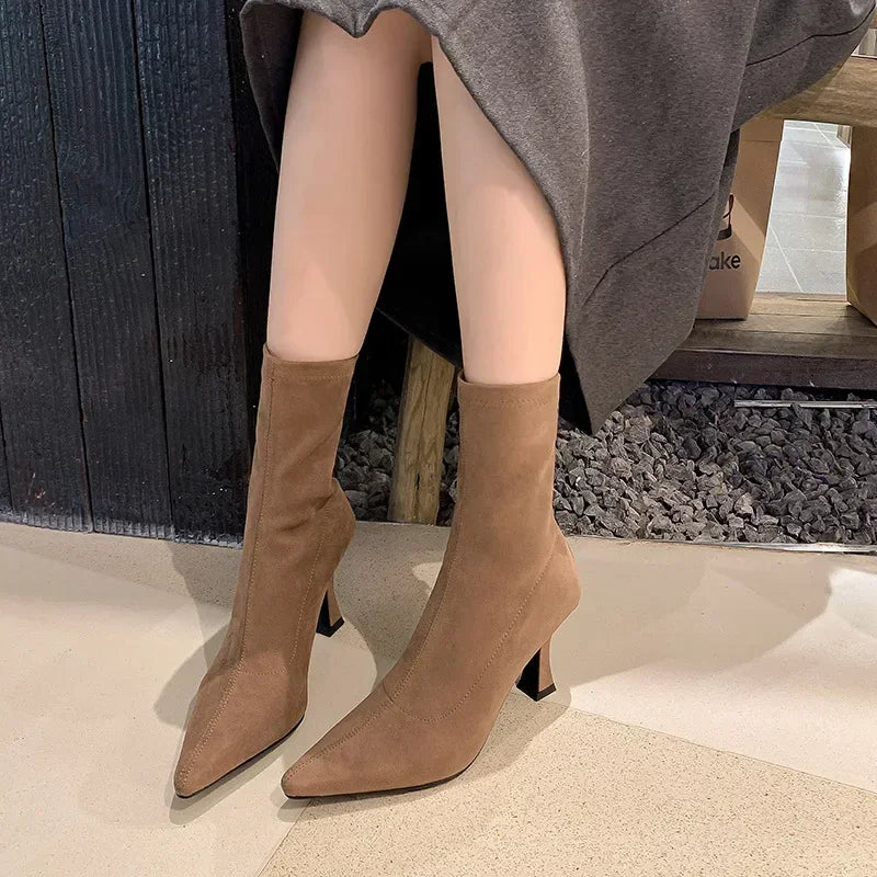 The Selene Boot | Brown Suede Pointed Toe Ankle Boots