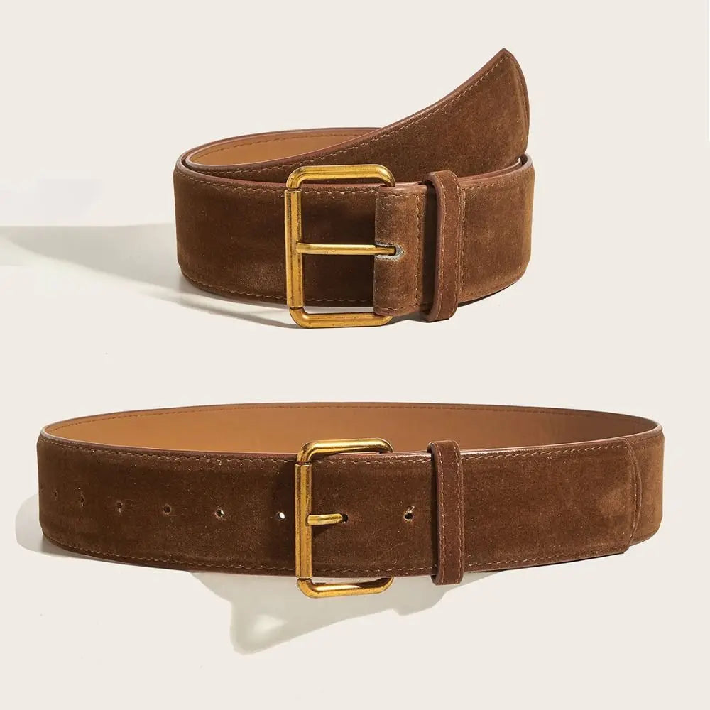 Suede Leather Wide Belt