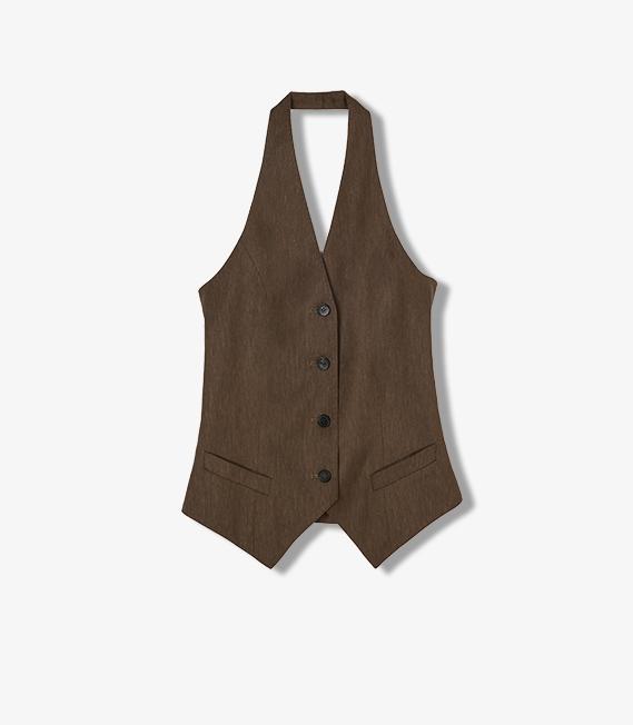 Rio Silk-Linen Halter Vest