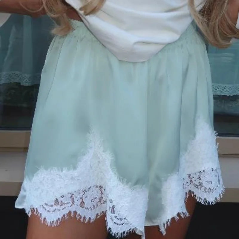 Satin Lace Trim Boxer Shorts