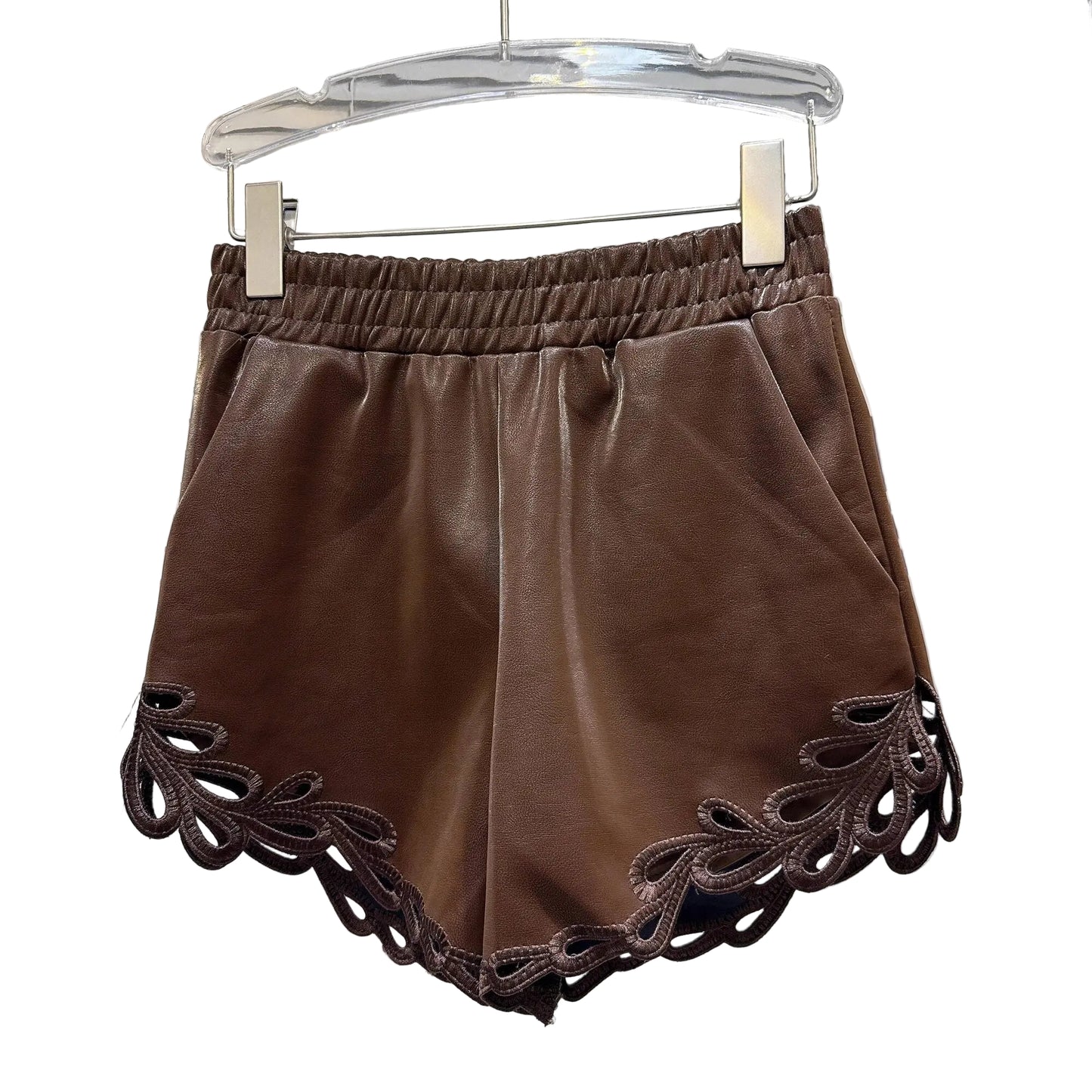 Laredo Lace-Trim Short |Lace High Waist Leather Shorts