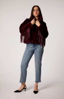 Midnight Merlot Faux Fur Fringe Jacket