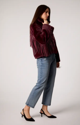 Midnight Merlot Faux Fur Fringe Jacket