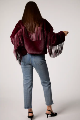 Midnight Merlot Faux Fur Fringe Jacket