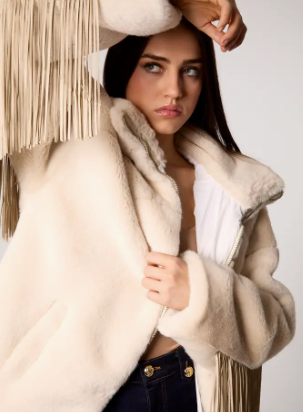 Vanilla Nocturne Faux Fur Fringe Jacket