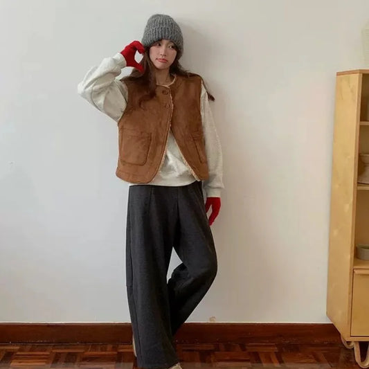 The Rhea Vest | Reversible Lambswool Patchwork Vest for Women