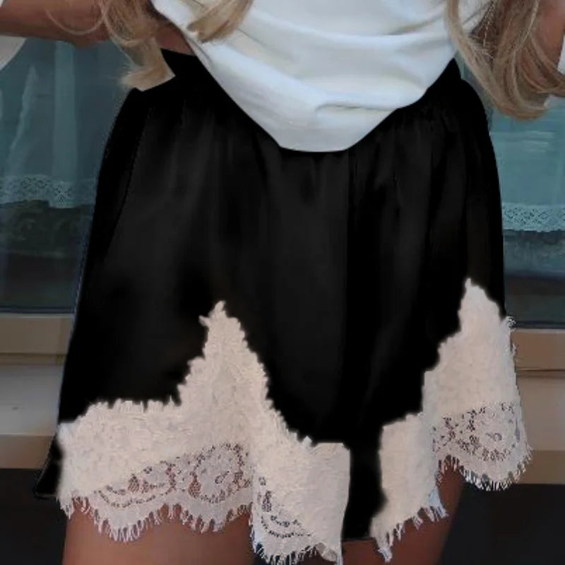 Satin Lace Trim Boxer Shorts