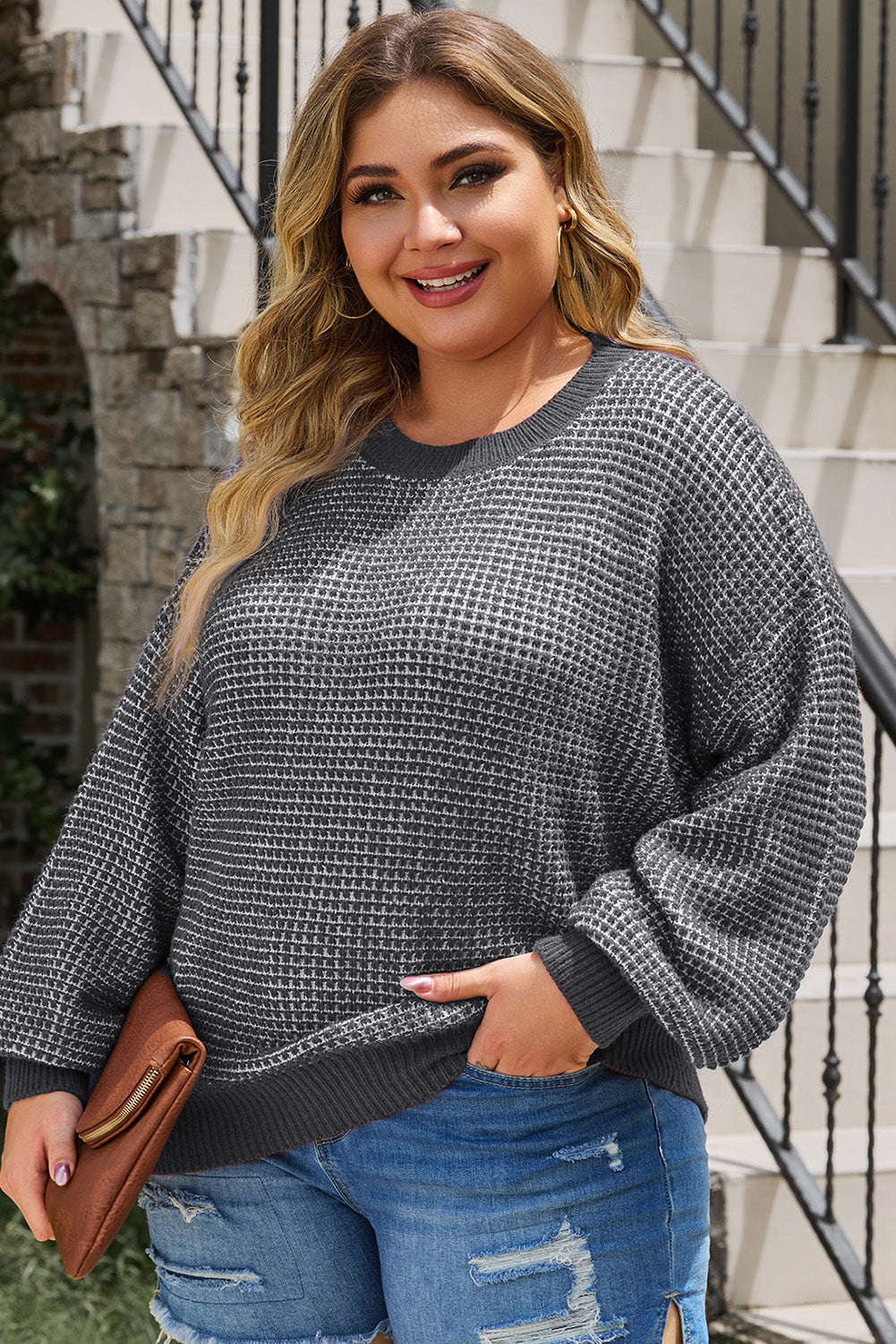 Avery Waffle-Knit Dolman Top