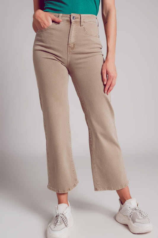Westport Wide-Leg Jeans in Beige
