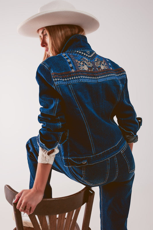 Embroided Back Denim Jacket